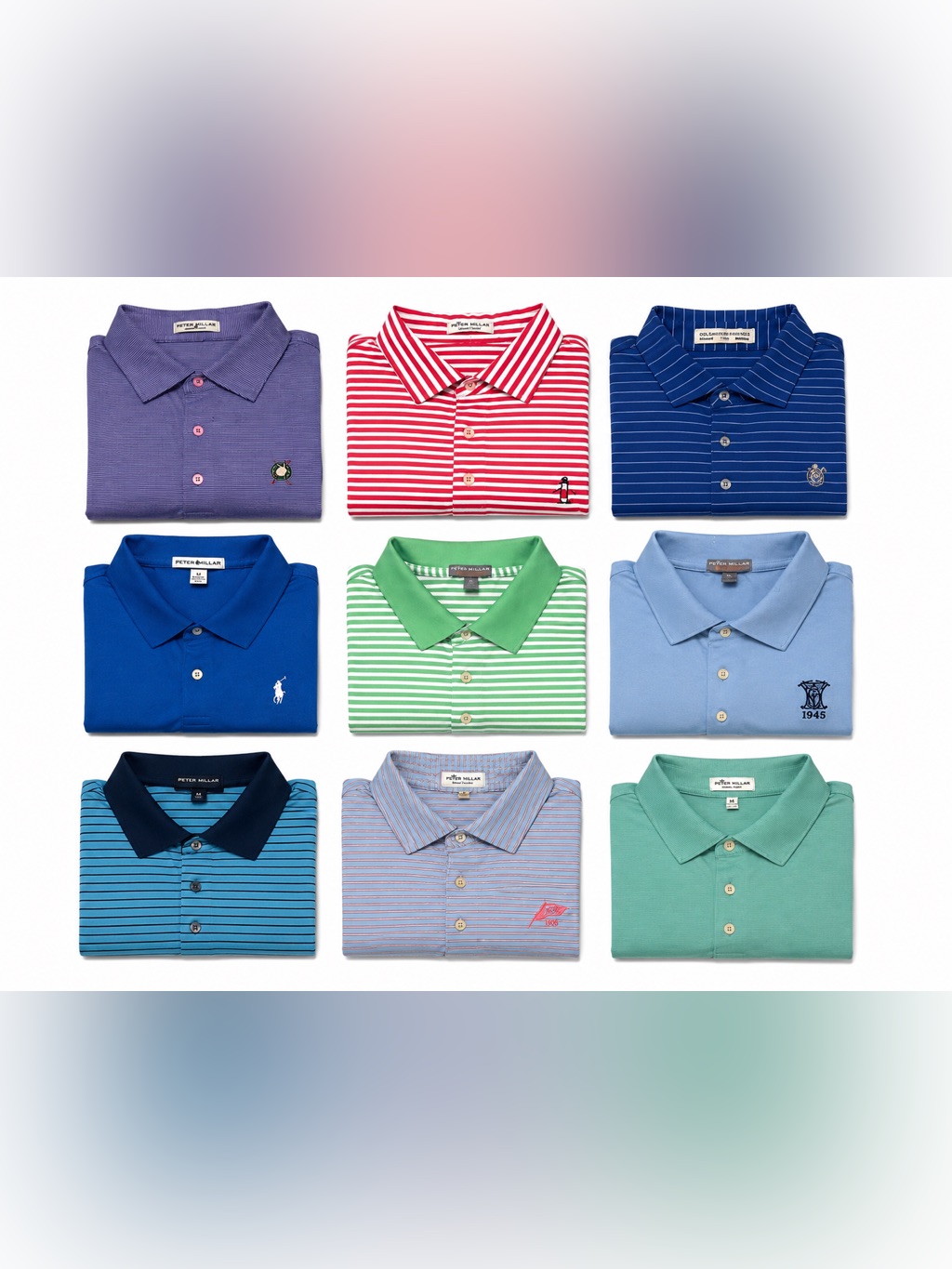 Bundle Of 9 Peter Millar Greyson Holderness & Bourne Polo Collared Shirts